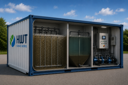 Containerized drinking sewage treatment system