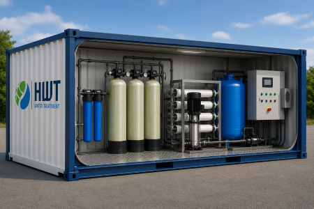 Containerized drinking water treatment system